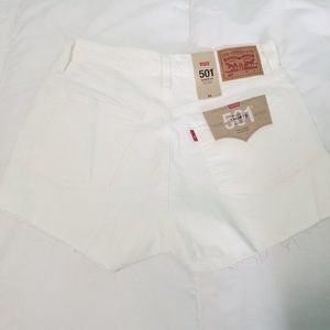 NWT Size 29 White Levi's High Waisted 501 Denim Shorts